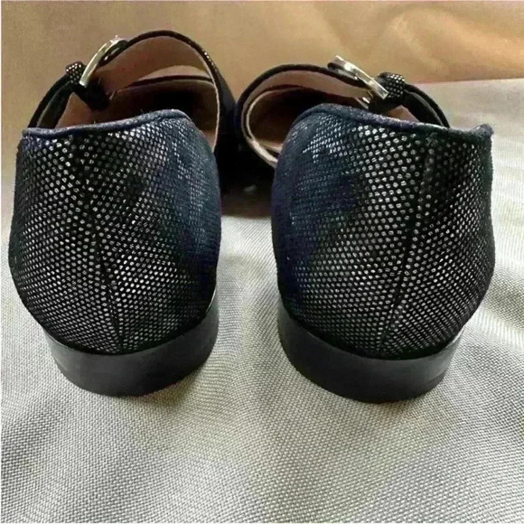 Linea Paola "Dean" Black Leather/Metallic Pointy Toe Slip On Shoes Size 5 M EUC! - Picture 6 of 7